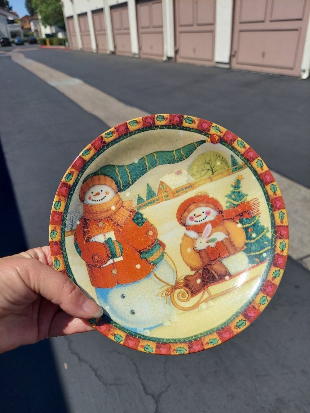 Cheerful Snowman Plate 8 inches round